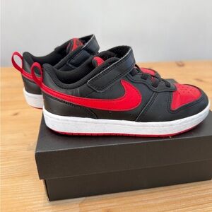 Kids Nike Court Borough Low 2 Black and Red